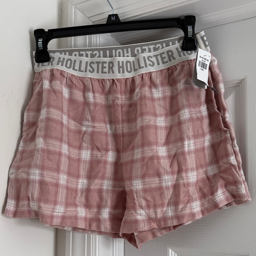 Hollister Pink and White Plaid Shorts